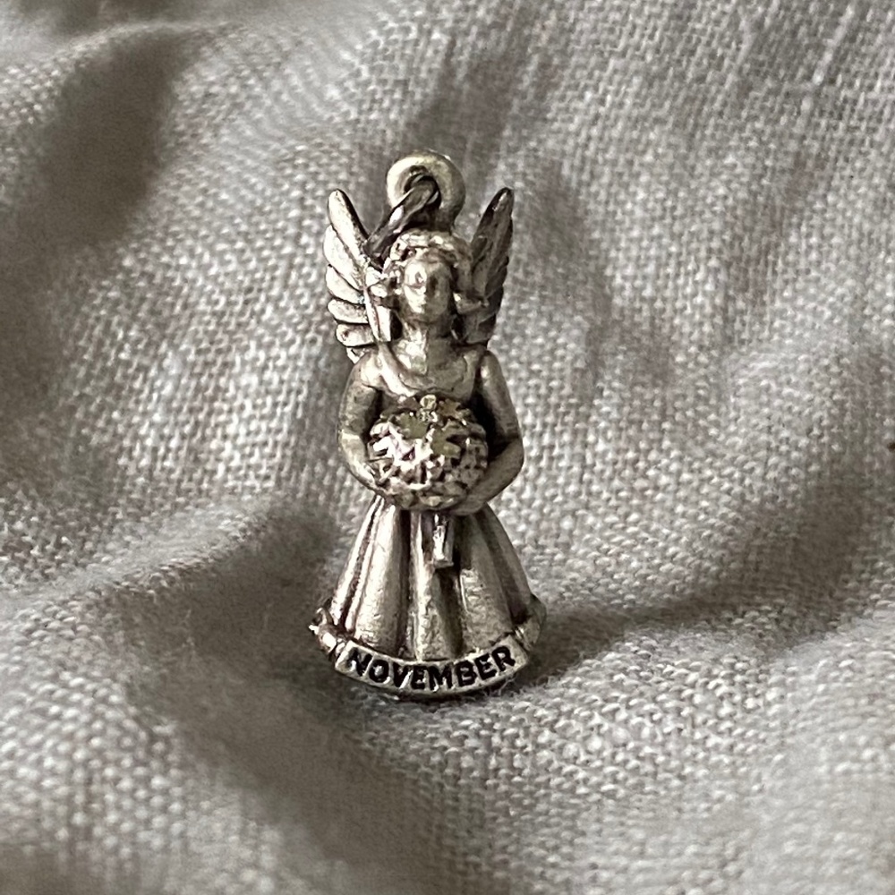 Creed l Sterling November Angel Chrysanthemum Charm Pendant